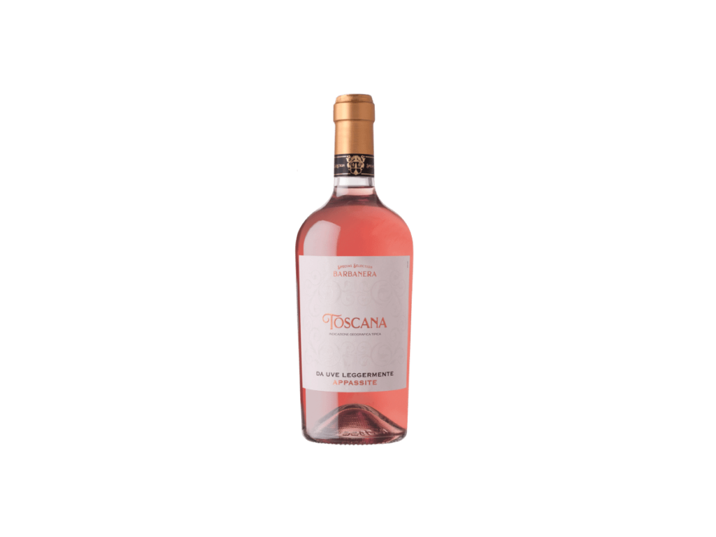 A bottle of rose wine