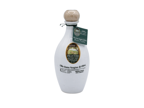 A ceramic extra virgin olive oil 0.5 L bottle.