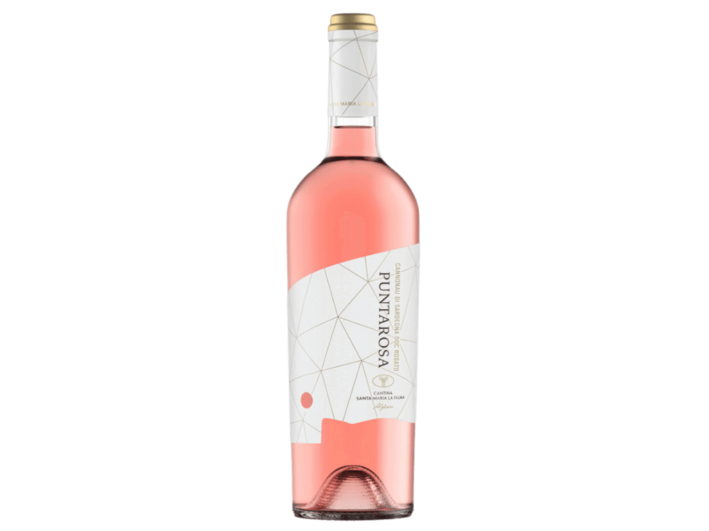 A TRANSPARENT BOTTLE OF ROSE WINE