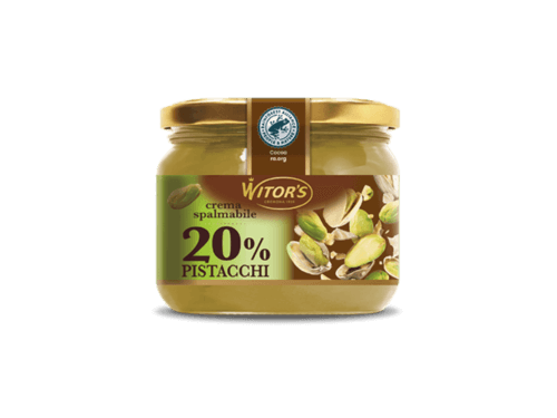 A glass jar of pistachio cream